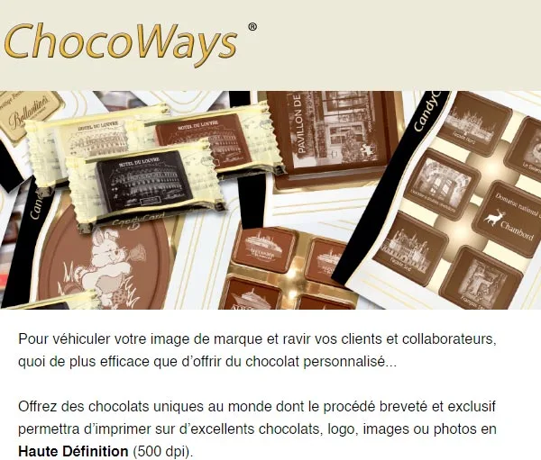 Campagne emailing réalisée pour Chocolatier