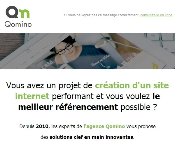 Campagne emailing réalisée pour Création de sites internet