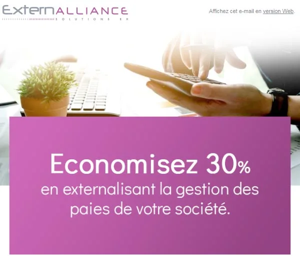 Campagne emailing réalisée pour Gestion de la paie
