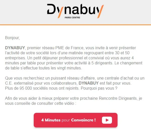 Campagne emailing réalisée pour Réseau de professionnels